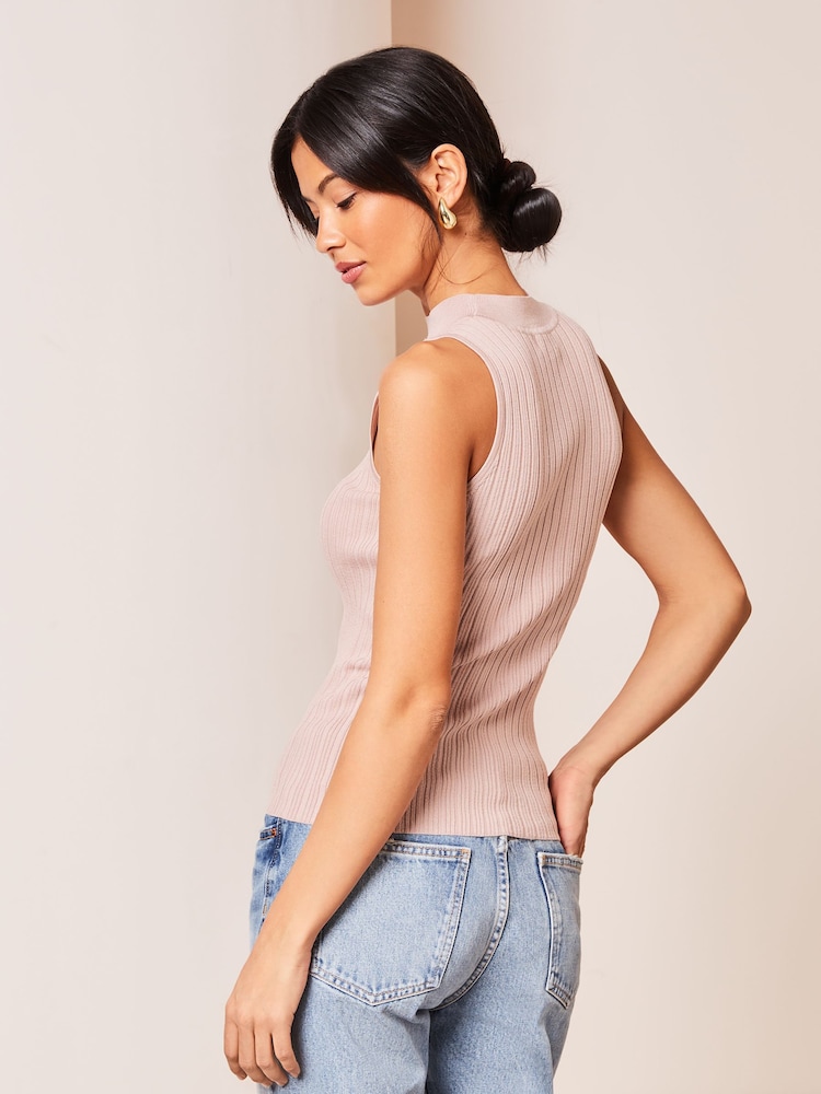 Lipsy Pink Fitted Knit Chevron Vest - Image 2 of 4