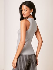 Lipsy Grey Fitted Knit Chevron Vest - Image 2 of 4