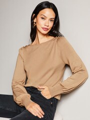 Lipsy Camel Long Sleeve Boat Neck Knitted Jumper - Image 1 of 4