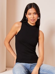Lipsy Black Fitted Knit Chevron Vest - Image 1 of 4
