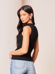 Lipsy Black Fitted Knit Chevron Vest - Image 2 of 4