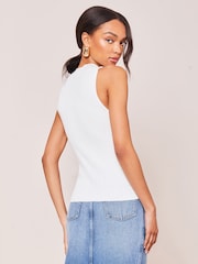Lipsy Ivory White Fitted Knit Chevron Vest - Image 3 of 4