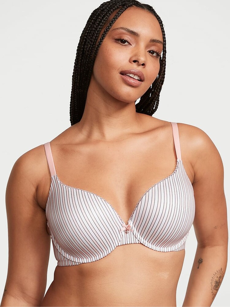 Victoria's Secret Simple Stripe Pink Full Cup Push Up Bra - Image 1 of 1