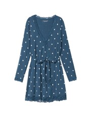 Victoria's Secret Midnight Sea Navy Blue Heart Modal Lace Trim Robe - Image 3 of 3