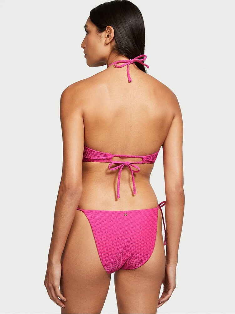 Victoria's Secret Forever Pink Fishnet Tie Side High Leg Swim Bikini Bottom - Image 2 of 3