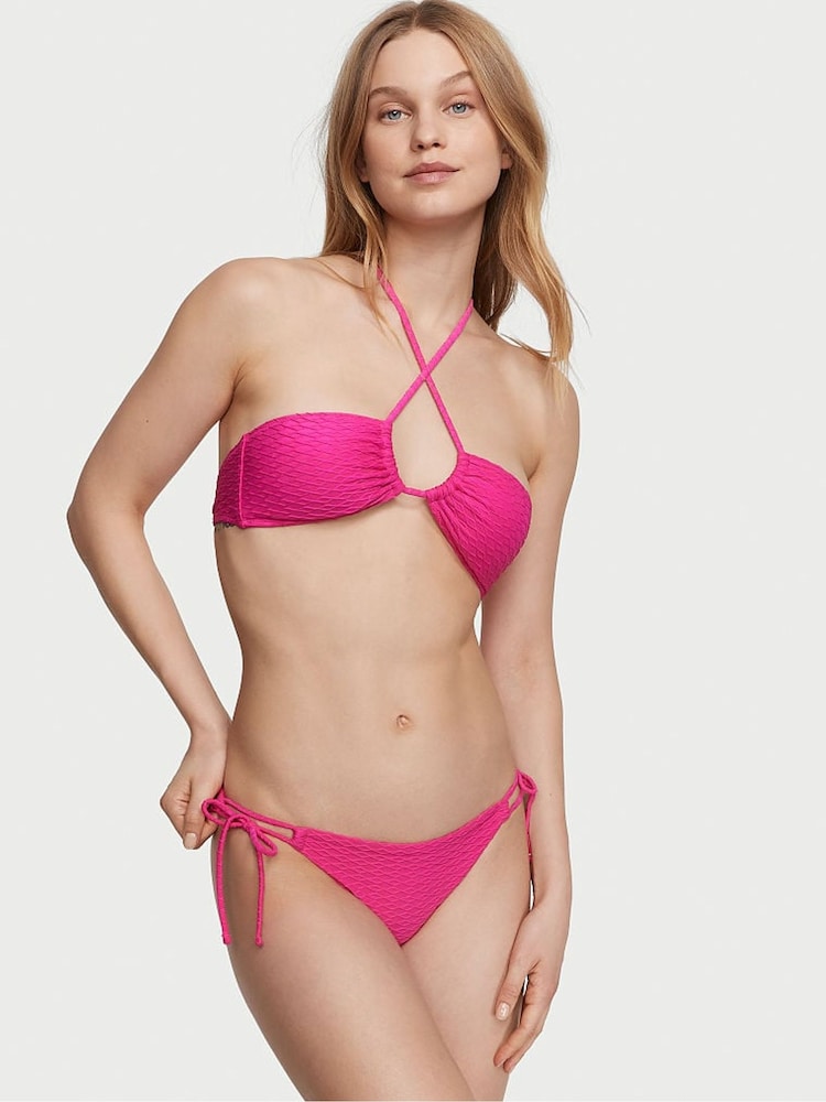 Victoria's Secret Forever Pink Fishnet Tie Side Swim Bikini Bottom - Image 1 of 3
