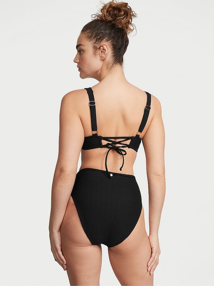 Victoria's Secret Black Fishnet Balcony Swim Bikini Top - Image 2 of 3