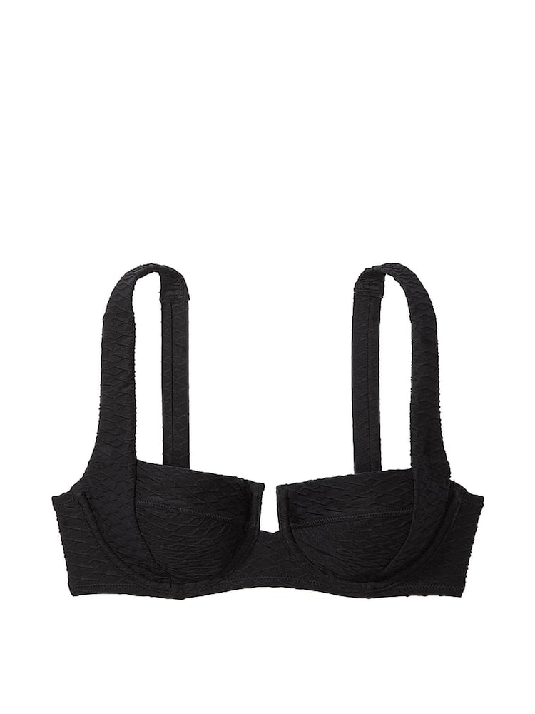 Victoria's Secret Black Fishnet Balcony Swim Bikini Top - Image 3 of 3