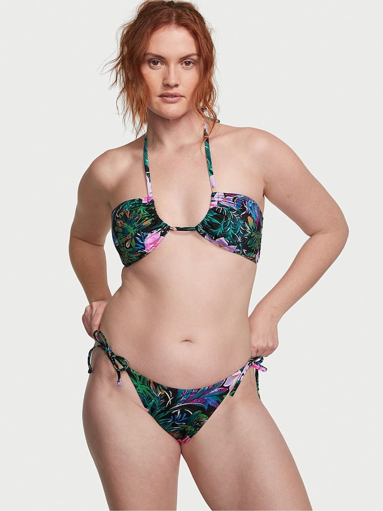 Victoria's Secret Black Palm Halter Swim Bikini Top - Image 1 of 3