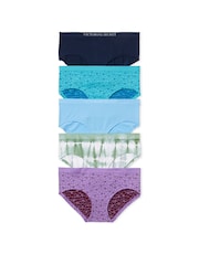 Victoria's Secret Blue/Green/Purple Hipster 5 Pack Knickers - Image 1 of 3