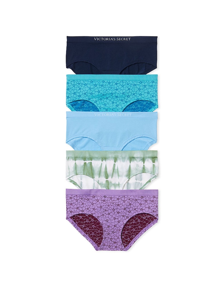 Victoria's Secret Blue/Green/Purple Hipster 5 Pack Knickers - Image 1 of 3
