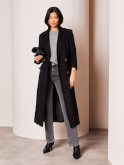 Lipsy Black Double Breasted Fitted City Coat - Image 1 of 4