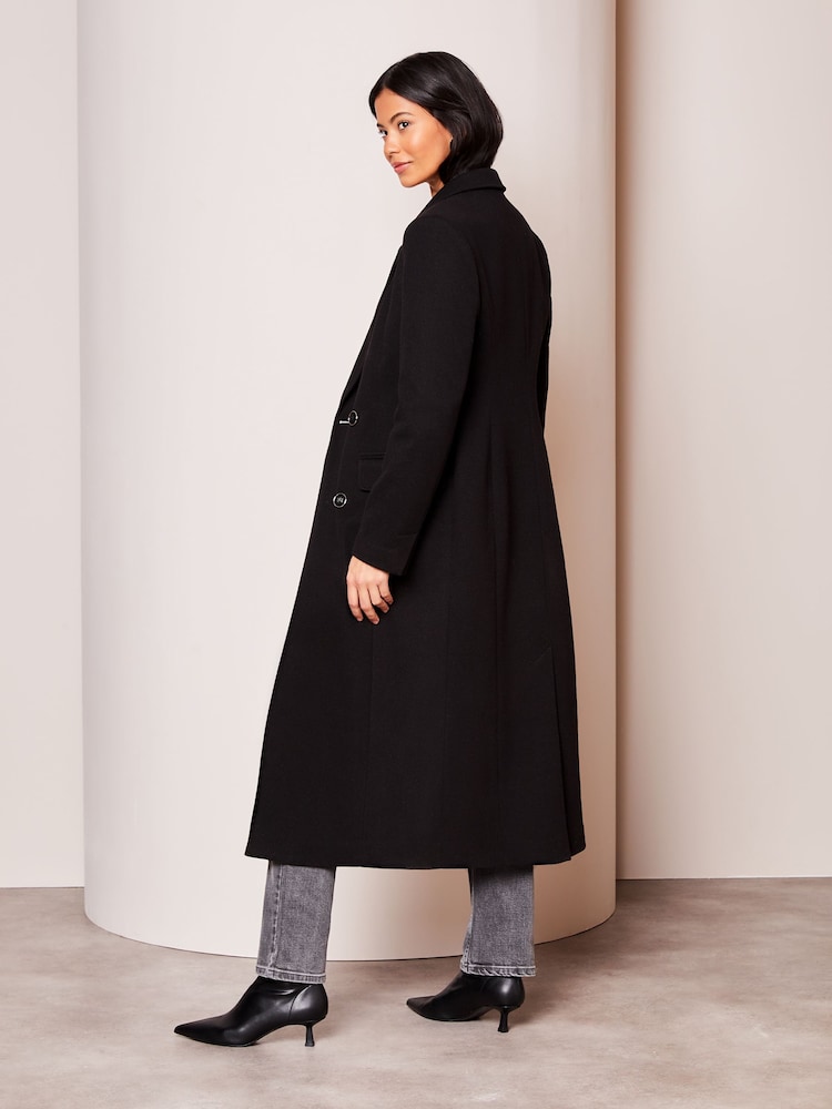 Lipsy Black Double Breasted Fitted City Coat - Image 2 of 4 Lipsy Black Double Breasted Fitted City Coat - Image 2 of 4