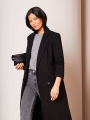 Lipsy Black Double Breasted Fitted City Coat - Image 3 of 4