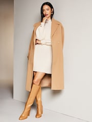 Lipsy Ivory White Petite Long Sleeve Roll Neck Knitted Jumper Dress - Image 3 of 4