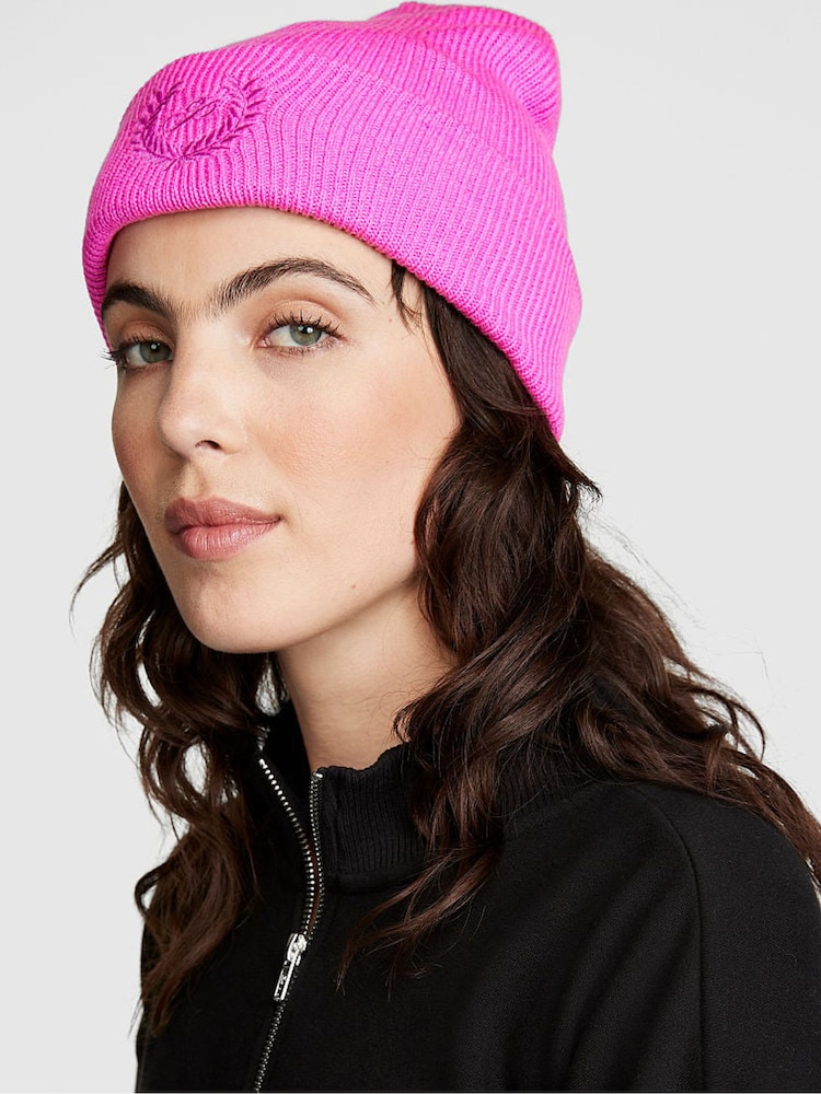 Victoria's Secret PINK Pink Berry Rib Beanie Hat - Image 1 of 2