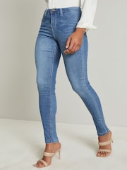 Lipsy Mid Blue Mid Rise Stretch Skinny Jeans - Image 4 of 4