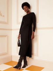 Love & Roses Black Long Sleeve Wrap Midi Dress - Image 4 of 4