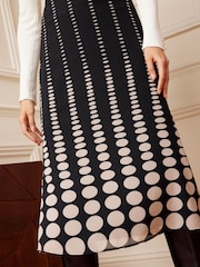 Love & Roses Black/White Polka Dot Printed Column Midi Skirt - Image 2 of 4