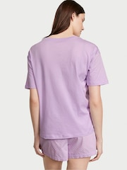 Victoria's Secret Unicorn Purple Mini Dots Cotton T-Shirt Short Pyjamas - Image 2 of 3