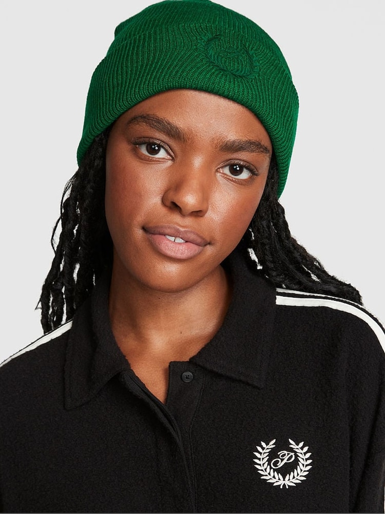Victoria's Secret PINK Garnet Green Rib Beanie - Image 1 of 2