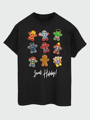Brands In Black Brands In Christmas Black Marvel Gingerbread Avengers Men Black T-Shirt - Image 1 of 3