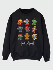 Brands In Black Brands In Christmas Black Marvel Gingerbread Avengers Men Black Sweatshirt - Image 1 of 3