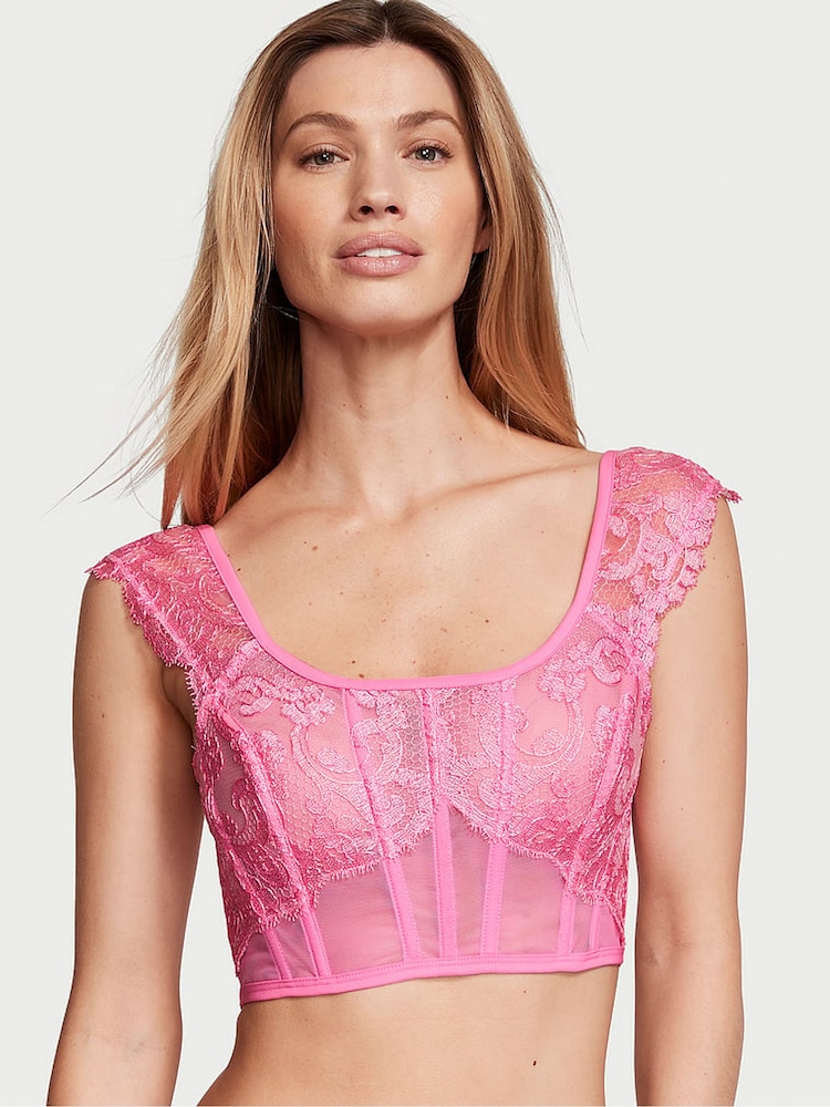 Victoria's Secret Tickled Pink Boho Floral Corset Bra Top - Image 1 of 3