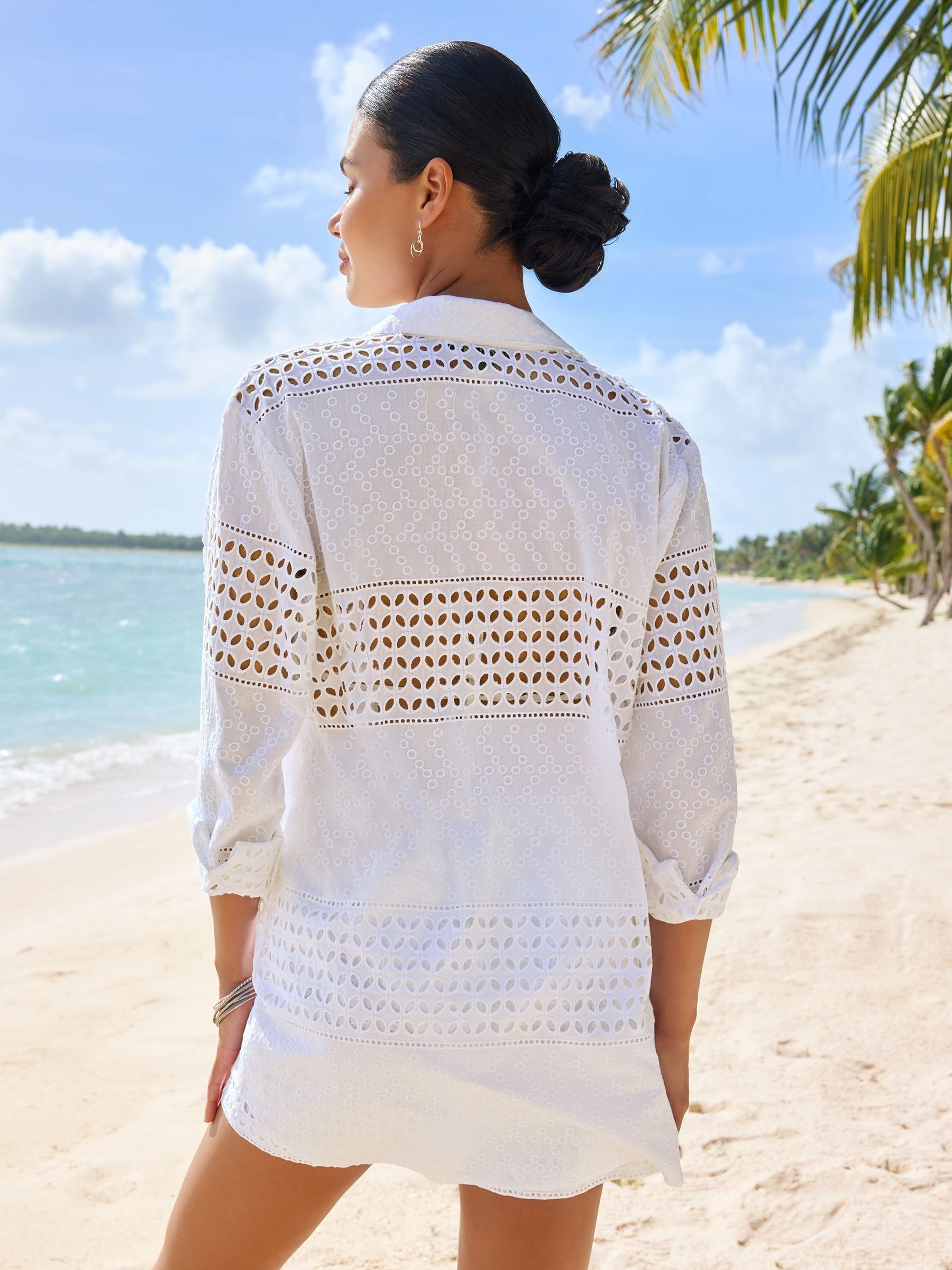 Zeagoo Womens Blouses White Long Sleeve Floral Button Down