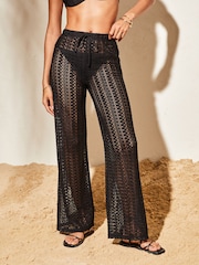 Lipsy Black Crochet Beach Trousers - Image 1 of 4