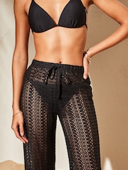 Lipsy Black Crochet Beach Trousers - Image 4 of 4