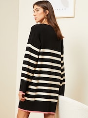 Love & Roses Black Cosy V Neck Knitted Jumper Dress - Image 3 of 4