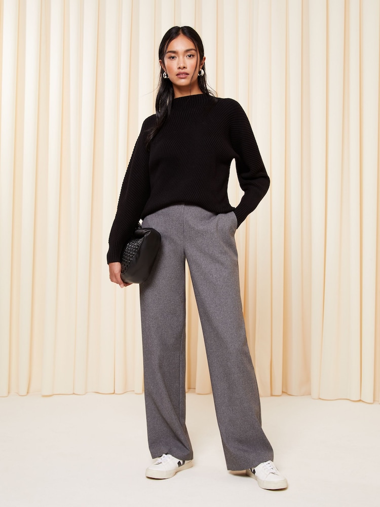 Friends Like These Black Ribbed Cosy Batwing Jumper - Image 2 of 4 Friends Like These Black Ribbed Cosy Batwing Jumper - Image 2 of 4