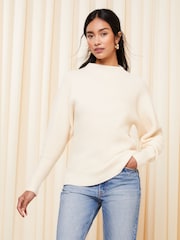 Neutrale Farbe - Friends Like These Gerippter kuscheliger Batwing-Pullover - Bild 2 von 4