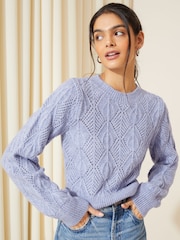 Friends Like These Baby Blue Pointelle Stitch Cosy Knit Jumper - Image 3 of 4