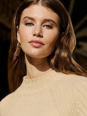 Friends Like These Beige Cosy Wide Sleeve Rib Jumper - Image 2 of 4