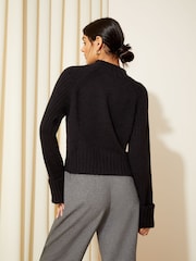 Friends Like These Black Petite Cosy Wide Sleeve Rib Jumper - Image 4 of 4