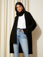 Friends Like These Black Cosy Longline Detachable Scarf Cardigan - Image 3 of 4