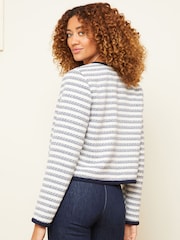 Love & Roses Blue And White Textured Stripe Cropped Jacket - Image 3 of 4