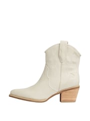 Lipsy White Standard Fit Pull On Ankle Pointed Western Heel Suedette Boot - Image 5 of 5