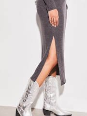 Lipsy Silver Pull On Calf Pointed Western Cowboy Heel Boot - Image 2 of 4