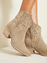 Lipsy Brown Standard Fit Pull On Ankle Pointed Western Heel Suedette Boot - Image 4 of 5