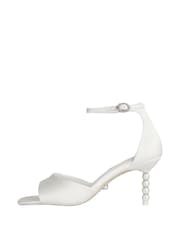 Lipsy White Regular Fit Devote Kitten Heeled Pearl Wedding Sandal - Image 5 of 5