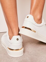 Lipsy White Low top Lace Up Metal Clip Trainer - Image 4 of 6