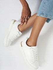 Lipsy White Low top Lace Up Metal Clip Trainer - Image 5 of 6