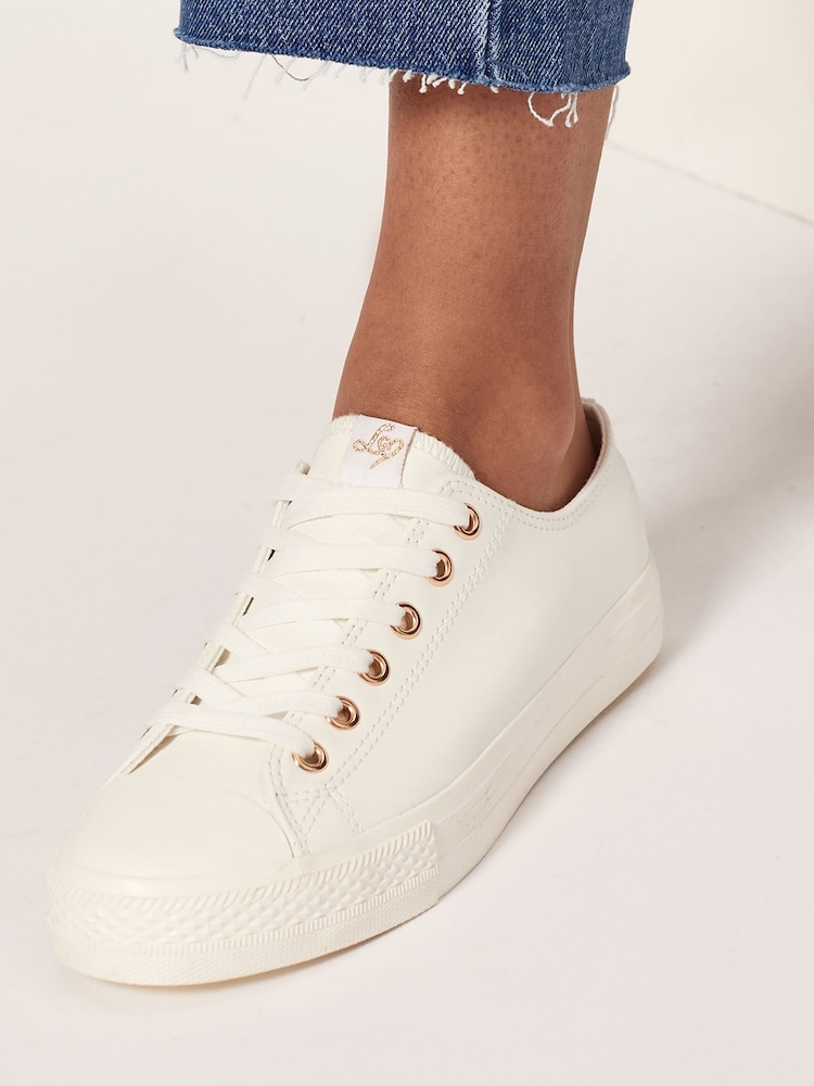 Lipsy White Low top Faux Leather Lace Up Trainer - Image 2 of 4 Lipsy White Low top Faux Leather Lace Up Trainer - Image 2 of 4