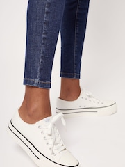 Lipsy White Regular Fit Flatform Lace Up Canvas Chunky Trainer - Image 2 of 4