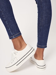Lipsy White Regular Fit Flatform Lace Up Canvas Chunky Trainer - Image 3 of 4