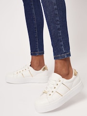 Lipsy White Regular Fit Chunky Flatform Lace Up Trainer - Image 2 of 3