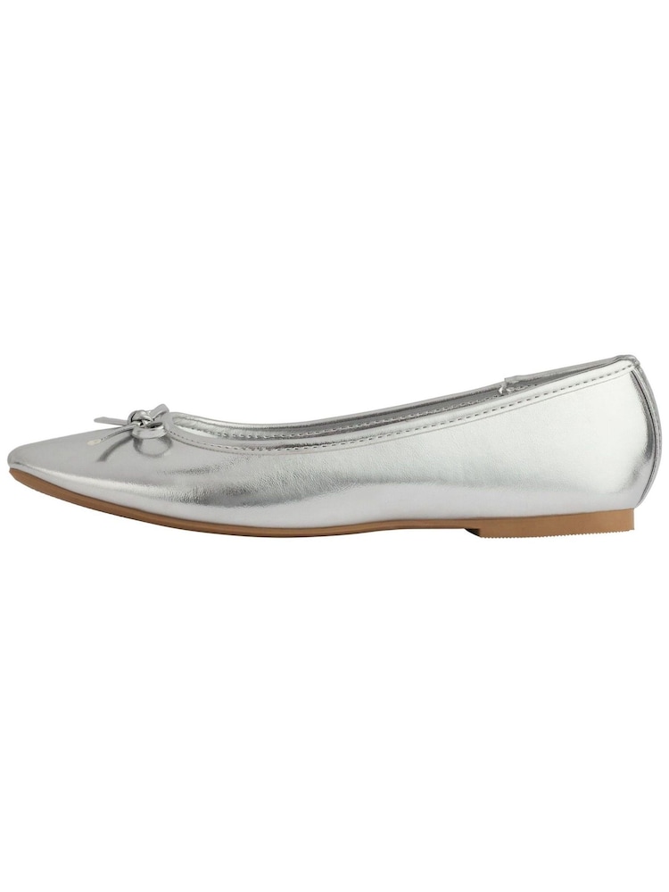 Lipsy Silver Regular Fit Square Tow Bow Ballet Pump - Image 5 of 5 Lipsy Silver Regular Fit Square Tow Bow Ballet Pump - Image 5 of 5